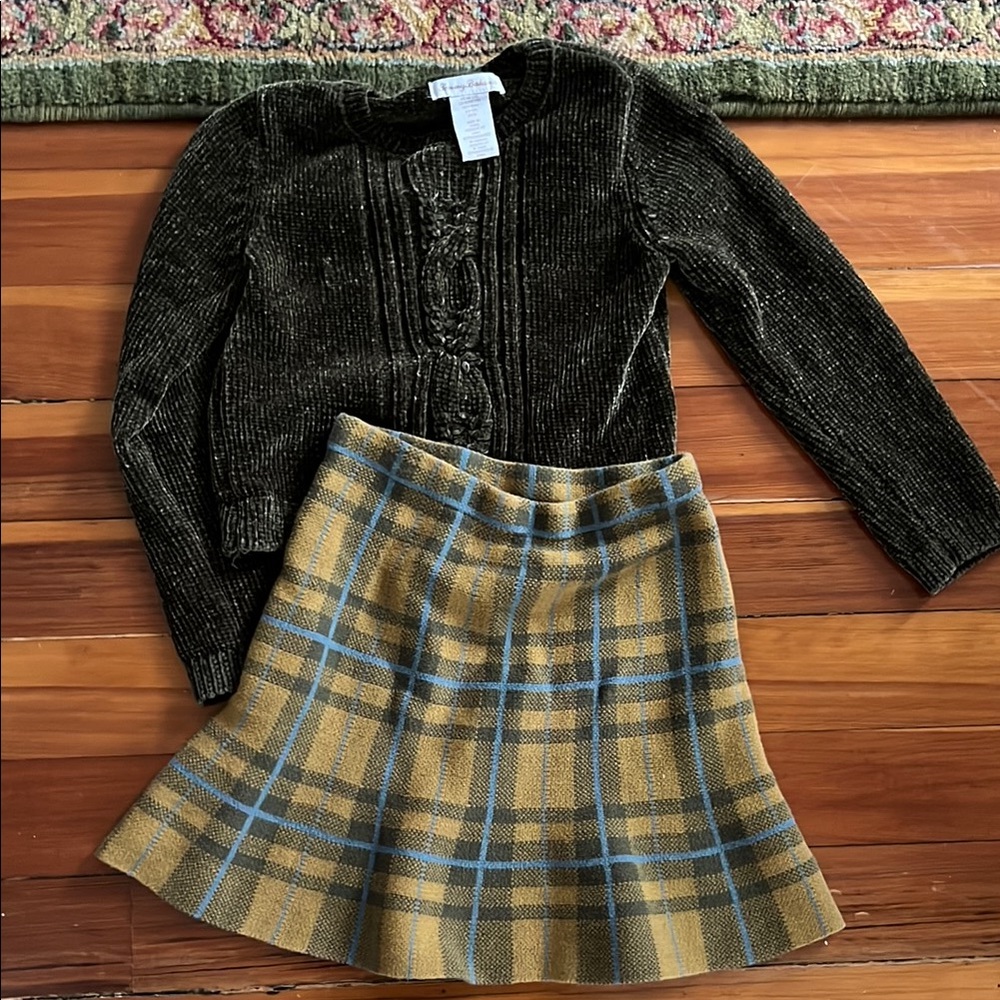 Black Sweater and Plaid Skirt Set